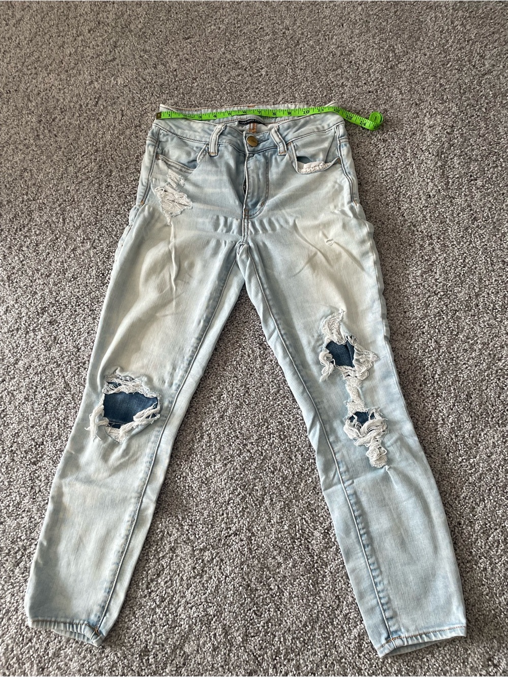 American Eagle Outfitters Light Blue Ripped Skinny Jeans